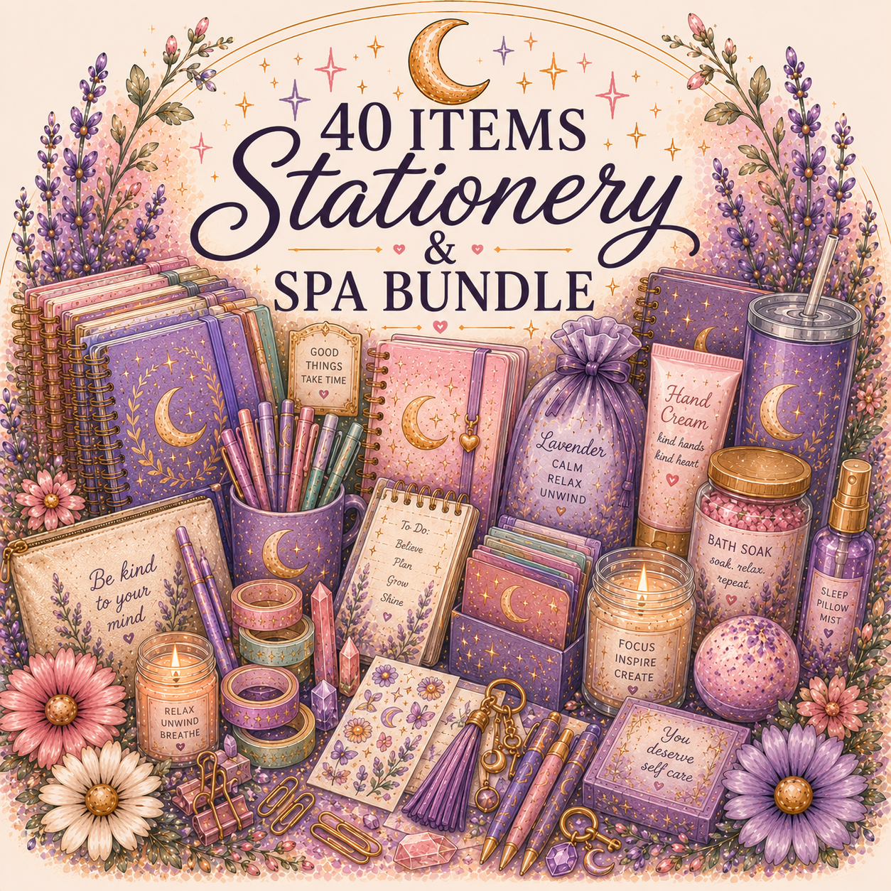 40 Item Stationery & Spa Mystery Bundle